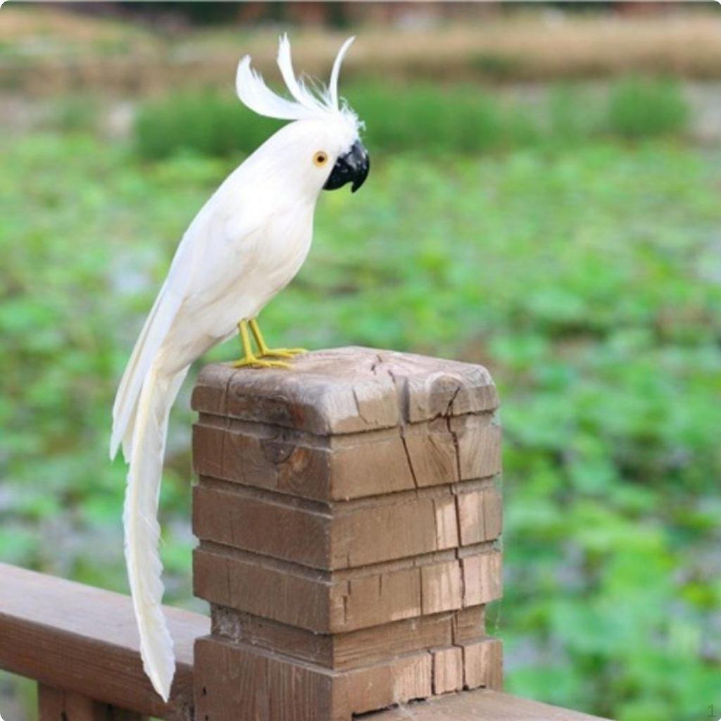 Feathered Parrot Figurine Handmade Artificial Decoration Colorful for Party, Garden, Patio a