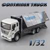 1:32 Wing Span Container Truck Toy Models Metal Diecast Dump Trucks Sound Light Pull Back Door Opened Engineering Car Boys Gifts
