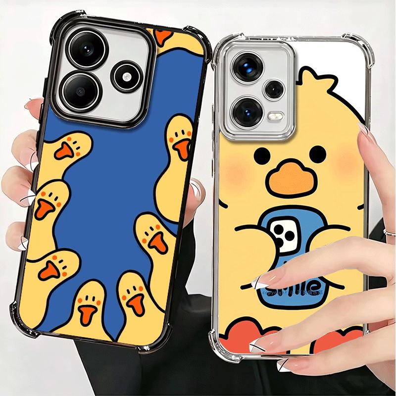 Cartoon Cute Duck Soft Phone Case For Xiaomi Redmi Note 14 15 Pro Plus 13 12 11S 11T 5G 10 9S 9 Plating Anti-Fall Fundas