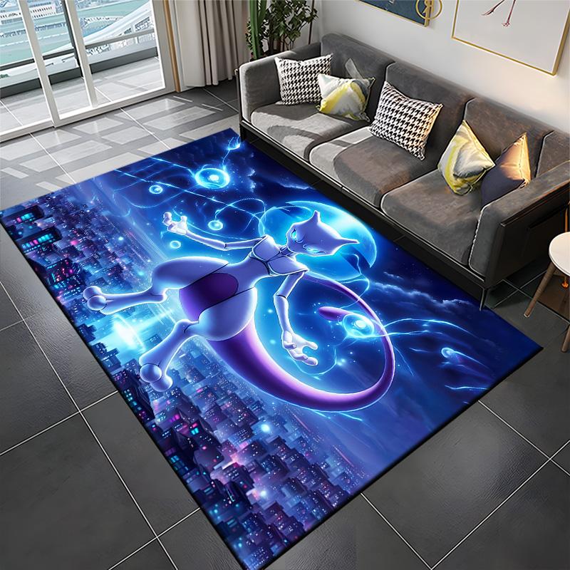 Pokemon-Mewtwo Cartoon Anime Muster Teppiche Schlafzimmer Spielmatten Schlafzimmer Dekor Teppich Wohnzimmer Teppich Krabbeldecke Feiertagsgeschenk Teppich