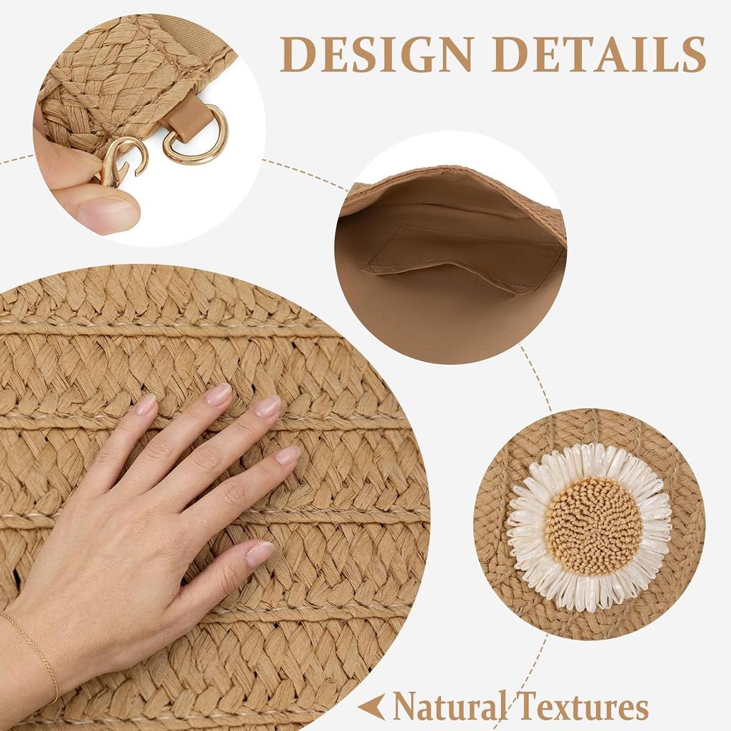 Straw Clutch Purse for Women: Summer Small Crossbody Beach Bags, Lightweight Woven Handbag, Boho Envelope Bag Travel
