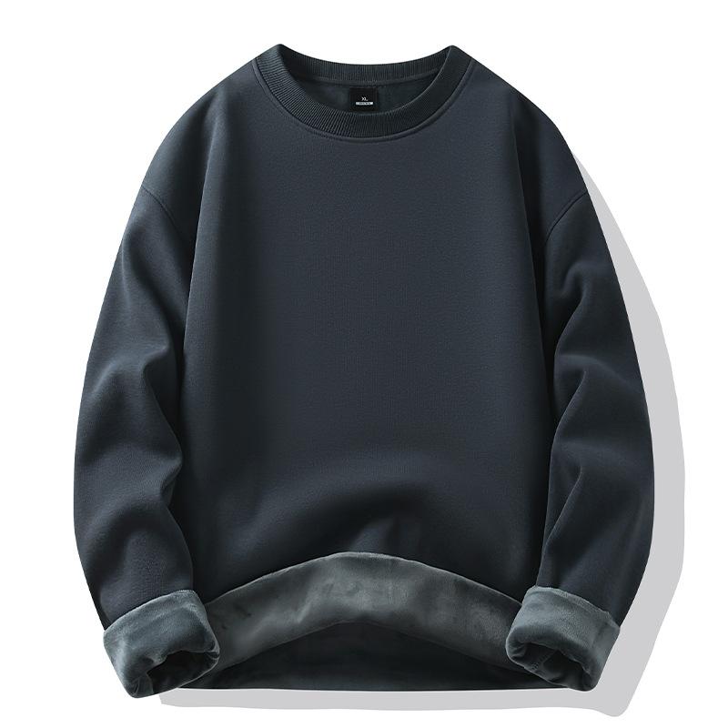 Fashion Sweater Men's New Spring, Autumn and Winter Solid-colour Padded and Thickened Hoodie Tide Couple Round Neck Jacket Tops
