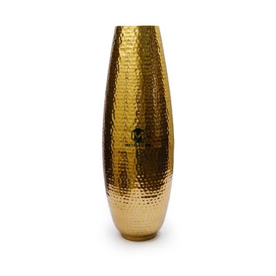 Metallic Finish Metal Extra Large Oval Hammered Vase for Home Decor - 23 Inch Tall, Handcrafted Hammered Metal Vase for Home Décor,