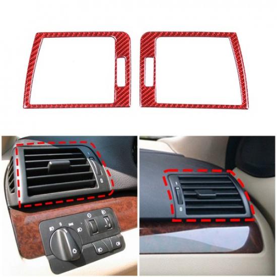 Red Carbon Fiber Dashboard Side Air Vent Outlet Trim For BMW 3 Series E46 98-05