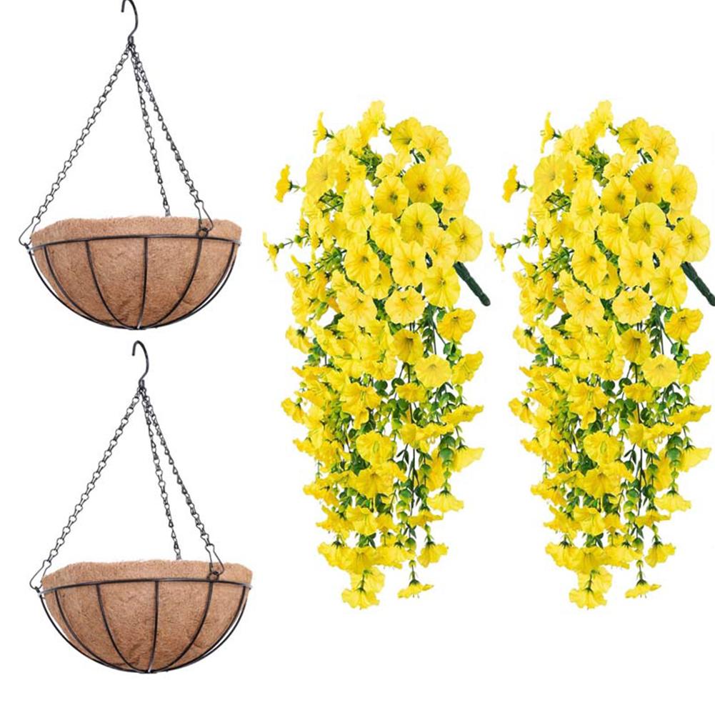 2/4Pcs UV-Resistant Artificial Flowers Morning Glory Eucalyptus Hanging Flower Plants Wedding Home Outdoor Garden Decoration