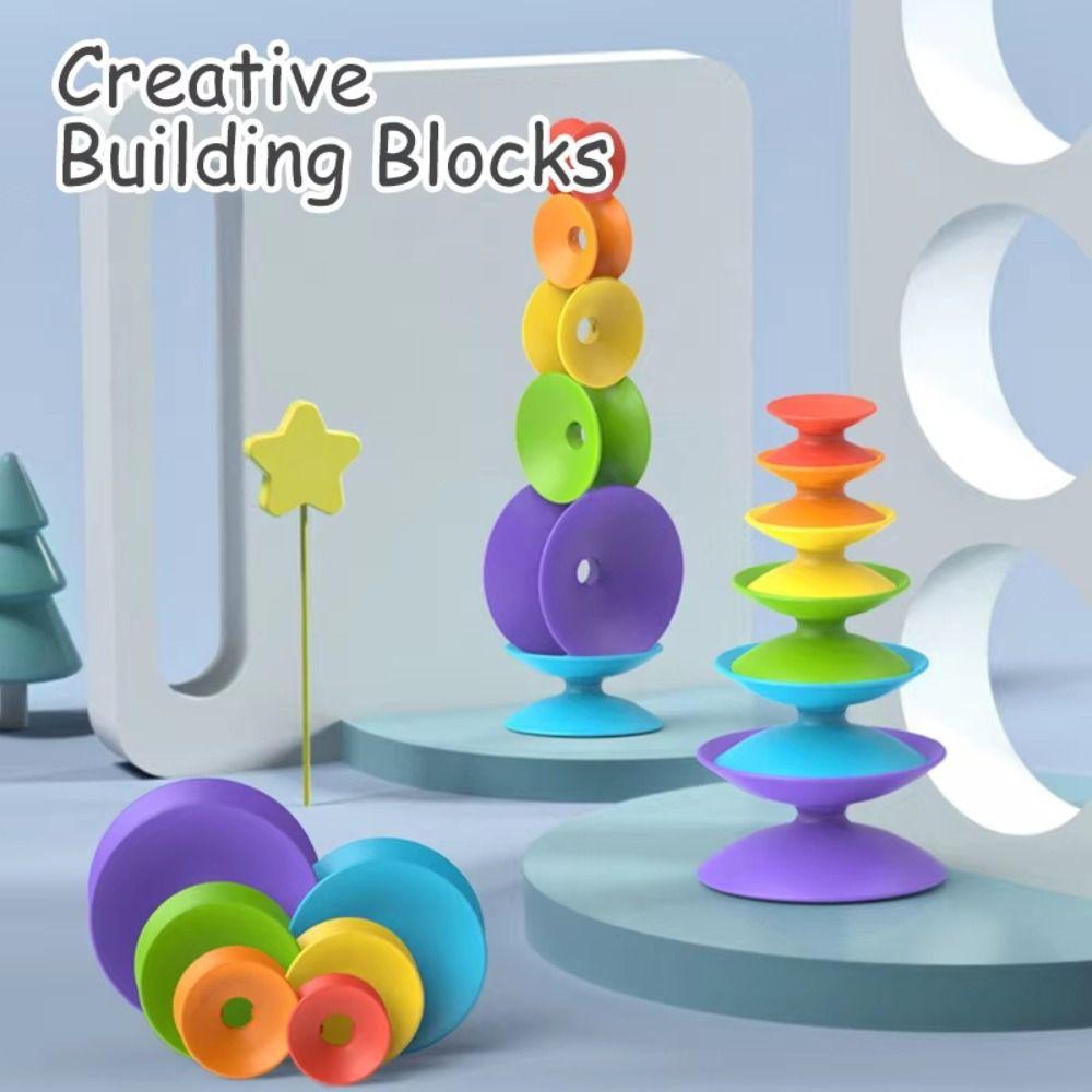 Rotating Rainbow Stacking Toys Ferrule Stacking Blocks Baby Toy  Color Size Cognition