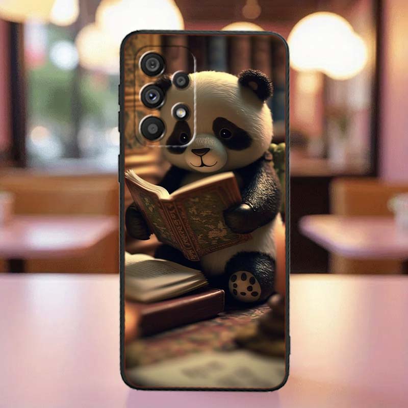 Cartoon Anime Panda Cute For Samsung A41 A35 A34 A33 A32 A25 A24 A23 A21s A06 A05 A04 A03 Note 10 20 Ultra 5G Black Phone Case