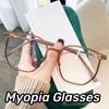 Fashion Luxury Myopia Glasses for Women Oversized Square Frame Minus Diopter Eyewear Unisex New Near Sight Eyeglasses for Men