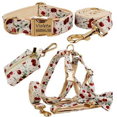 Dog Harness Nylon Dog Collar Personalized Name ID Collars for Small Medium Dogs Leash Lead Collar Set Poop Bag Harness Puppy Cat