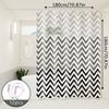 Black And White Wave Pattern Shower Curtain, Flowing Line Design, Strong Visual Layering Effect, Bathroom Shower Partition Curtain