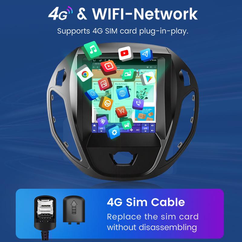Junsun 9.7" Wireless CarPlay Android Auto Radio For Ford B-Max Transit/ Tourneo Courier  2012-2023 RDS 4G WiFi High Configuratio