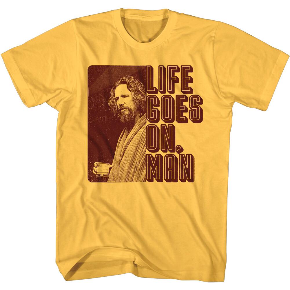 Big Lebowski Life Goes On Men T Shirt Jeff Bridges Comedy Dude Photo Bowling S