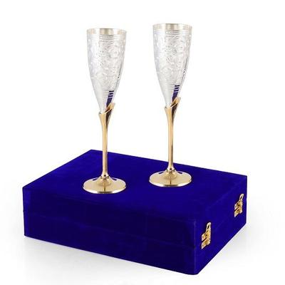 Glass Wine  Champagne Glass Set of Flute Glasses BAR Glass Silver Plated Wine Glasses Set