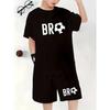 Boys' Fashion Letter Pattern T-Shirt and Shorts Set, Comfortable for Outdoors