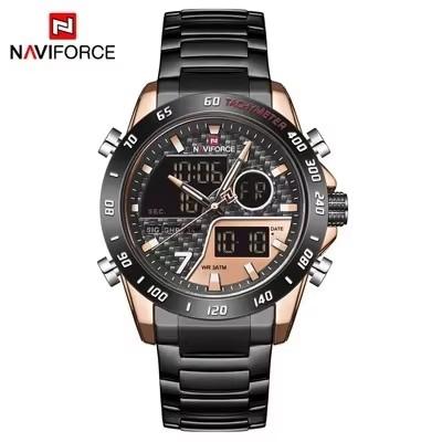 Nouvelle Montre-Bracelet Numérique LED de Luxe NAVIFORCE Homme Lumineuse Étanche Montres à Quartz pour Hommes Horloge Originale en Acier Inoxydable 9171