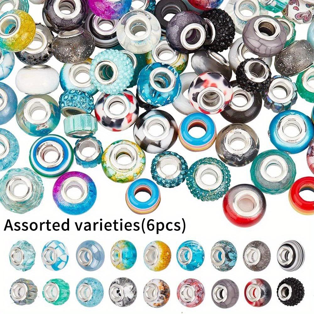 

6/15/30 шт., смоляной материал, синяя серия, большие дырочки, случайный стиль, декоративные бусины, бусины для рукоделия, браслет, ожерелье, серьги, брелок 6pcs