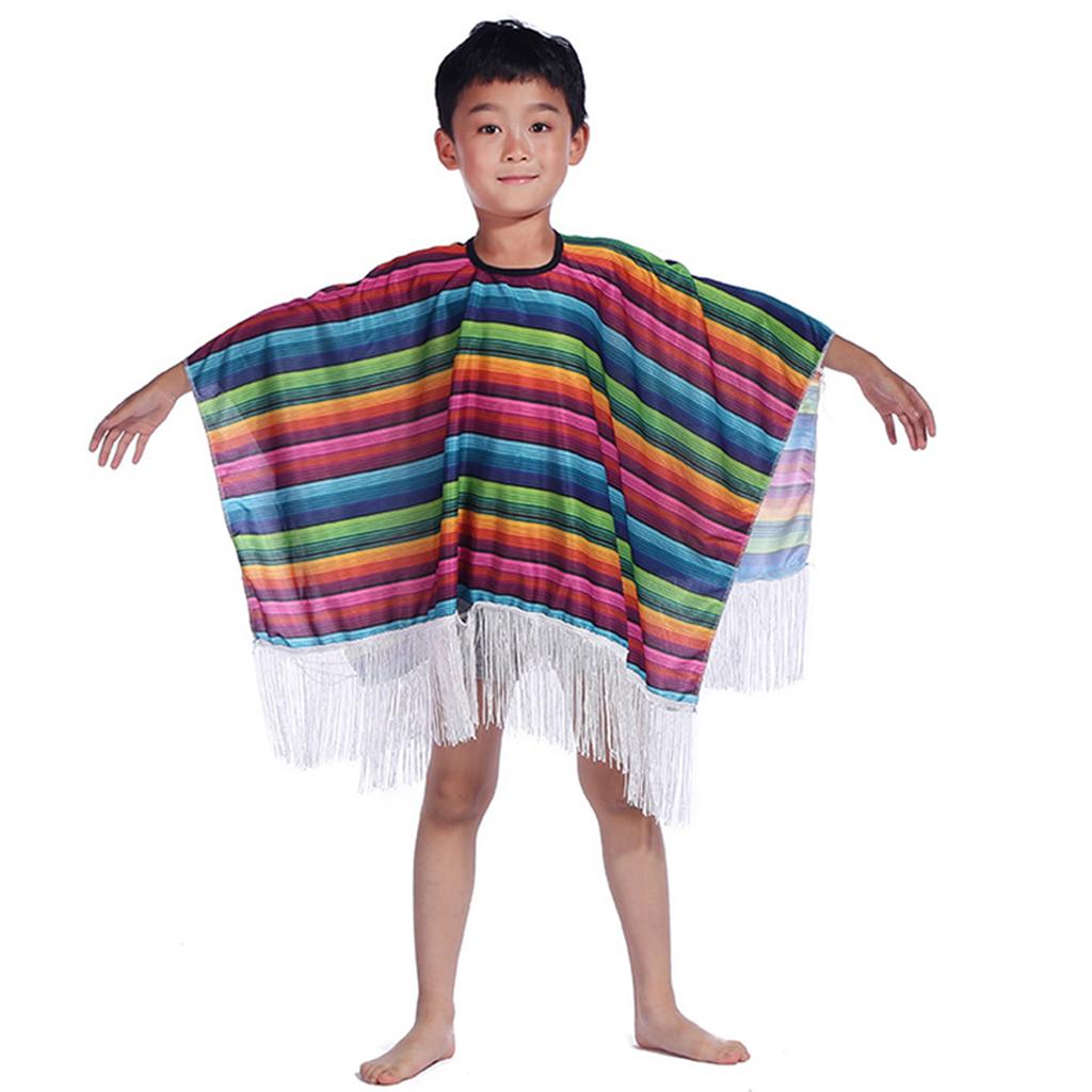 Mexicans Party Outfit for Kids Adult with Poncho Cape Sombrero Hat Sunglasses Maracas and Mustache for Interactive Fun