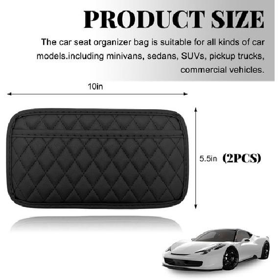 2 PCS Car Side Pocket Organizer, Adhesive Auto Side Seat Back Storage Large