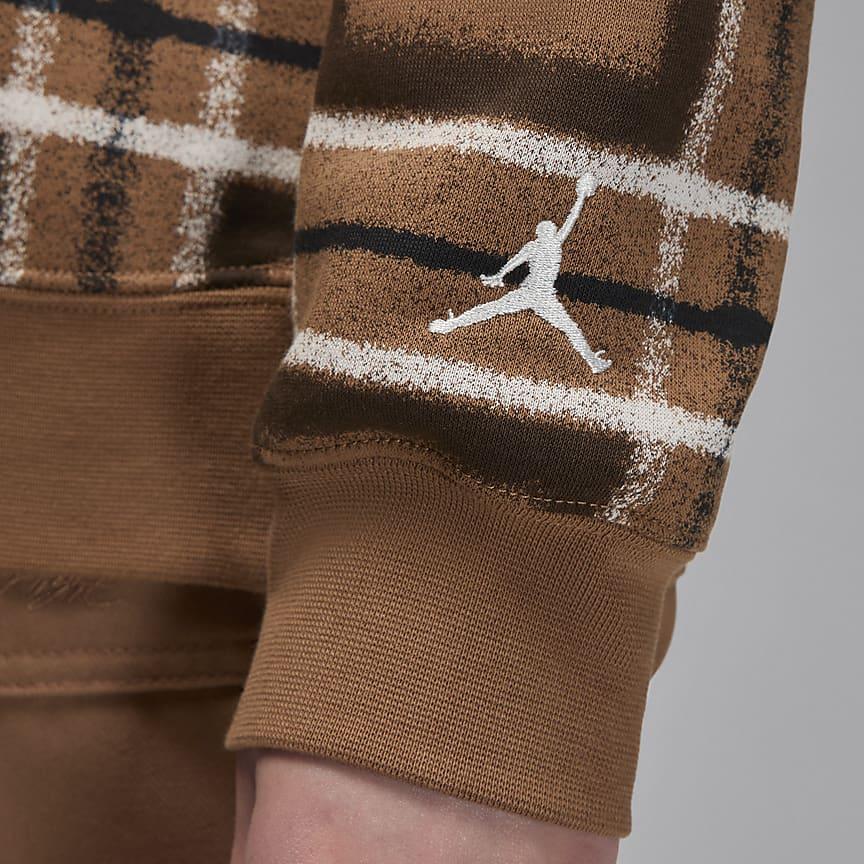 Jordan Brooklyn Fleece Lettered Crewneck Pullover Sweatshirt Women Sweatshirt Dark-Brown Sail HM5499-223