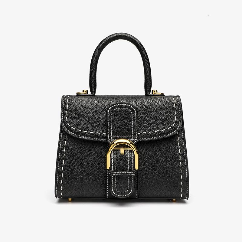 VEZFAA 2025 New Style Trendy Horseshoe Buckle Women's Bag Genuine Leather Saddle Bag High-grade Cowhide Handbag Kelly Bag Shoulder Messenger Bag