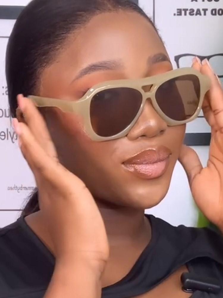 Retro Double Beam Large Frame Sunglasses For Women New Retro Fashion Brand Square Sun Glasses Eyeglasses Men
