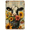 Vintage Cow Sunflower Metal Wall Art Sign for Bar Garage