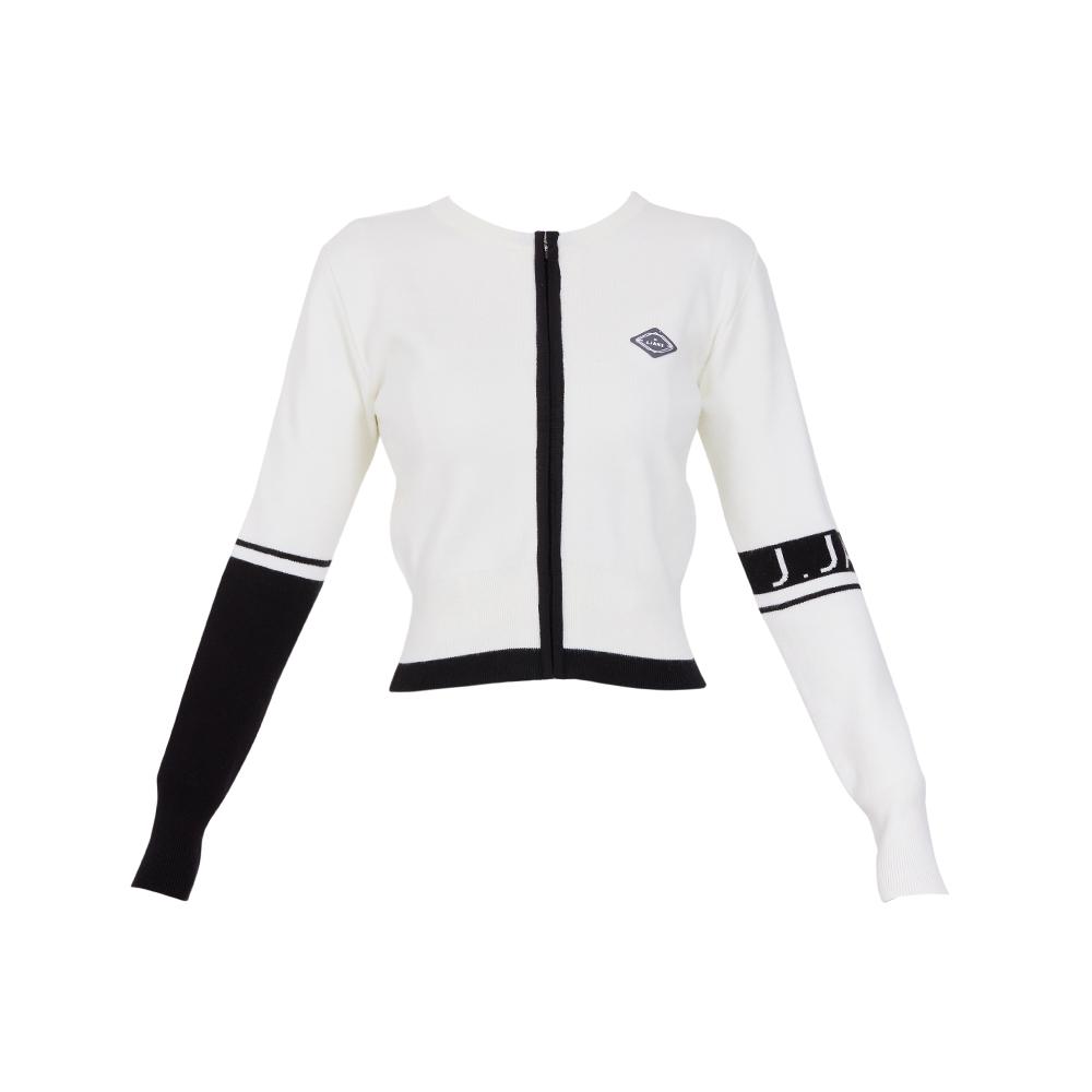 J Jane Color Line Knit Zip-Up Cardigan (Black)