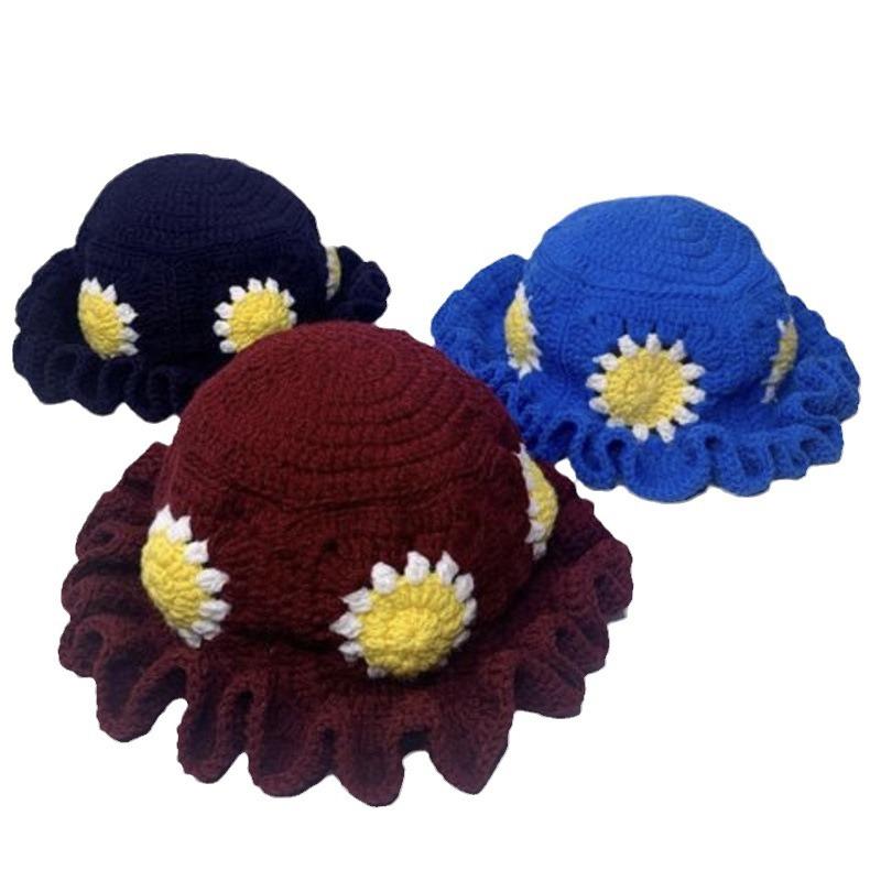 New Handmade Crocheted Cat Hat Big Cat Ears Adult Hat Ruffled Fisherman Hat
