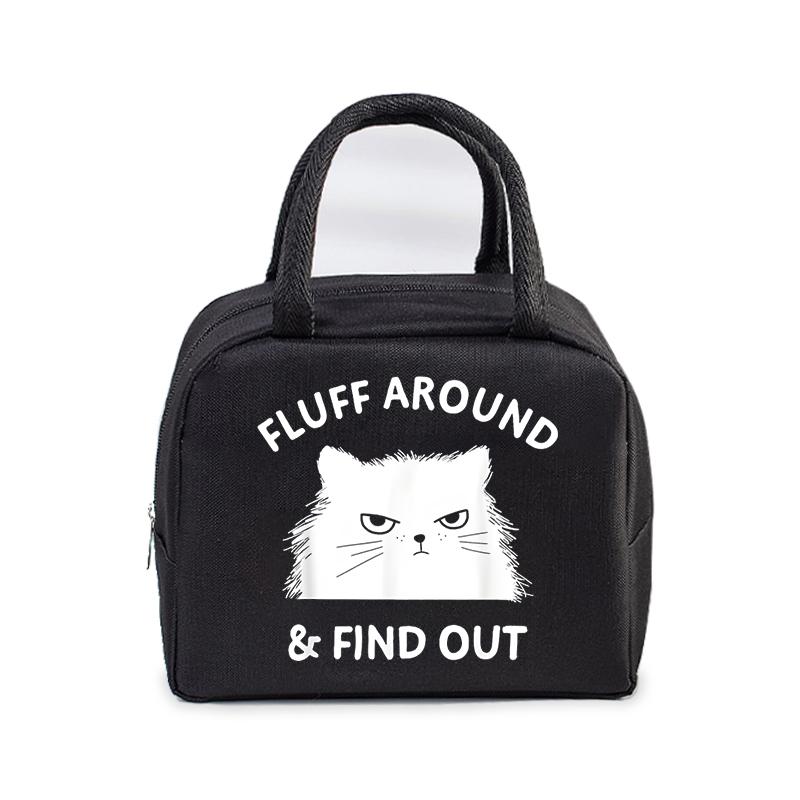 Women Men Oxford Lunch Bag Cartoon Cat Series Graphics Portable Insulated Thermal Bag School Teacher Student Lunch Box Handbag
