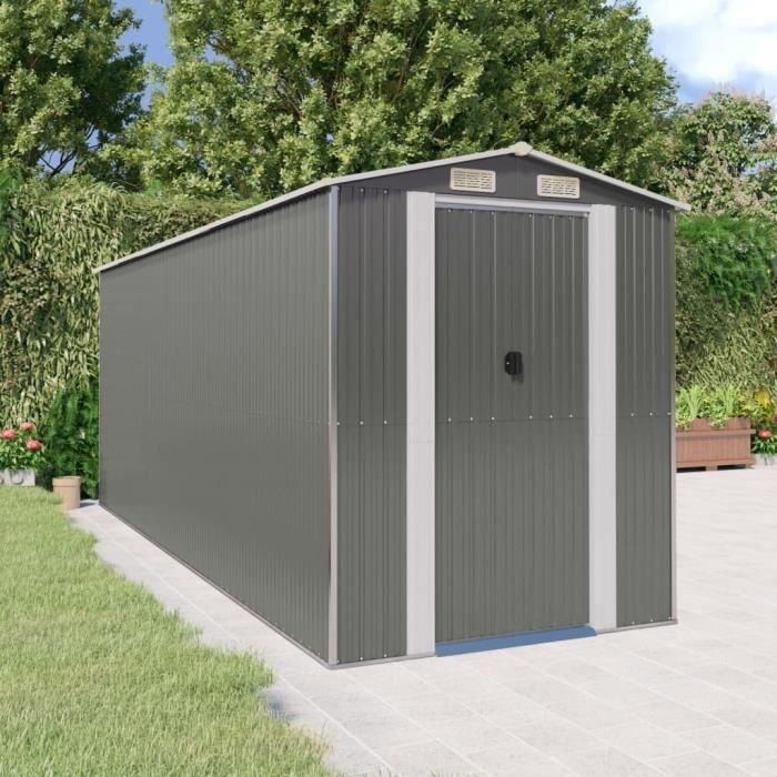 3147442 vidaXL Abri de jardin Gris clair 192x523x223 cm Acier galvanisé