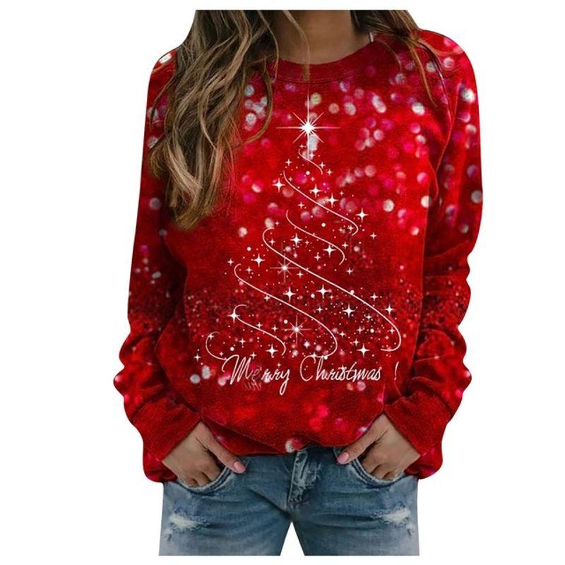 

Christmas Personalized Print Loose Top Christmas Stylish Printed Loose Top Red L