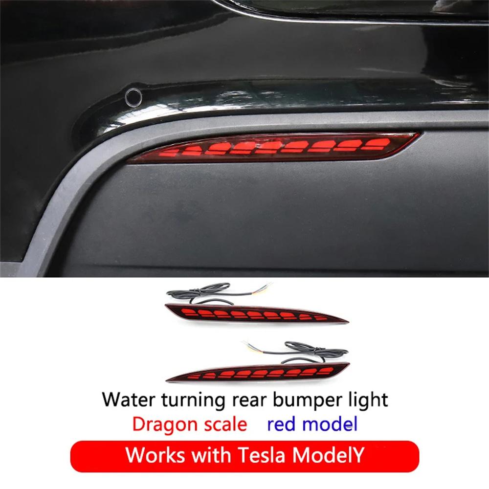 ModelY 2024 Rear Bumper LED Fog Lights Streamer Turn Signal Lamps Tail Lights For Tesla Model 3/Y 2017-2023 Auto Exterior Parts