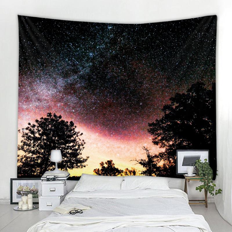 Forest Tapestry Wall Hanging Trees Stars Fabric Tapestry Home Living Room Bedroom Dormitory Decoration