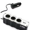 Car Lighter Adapter Charger Adapter Triple Splitter Lighter Output 12V ABS Black Cigar Car Adapter Lighter Multi Socket USB Port