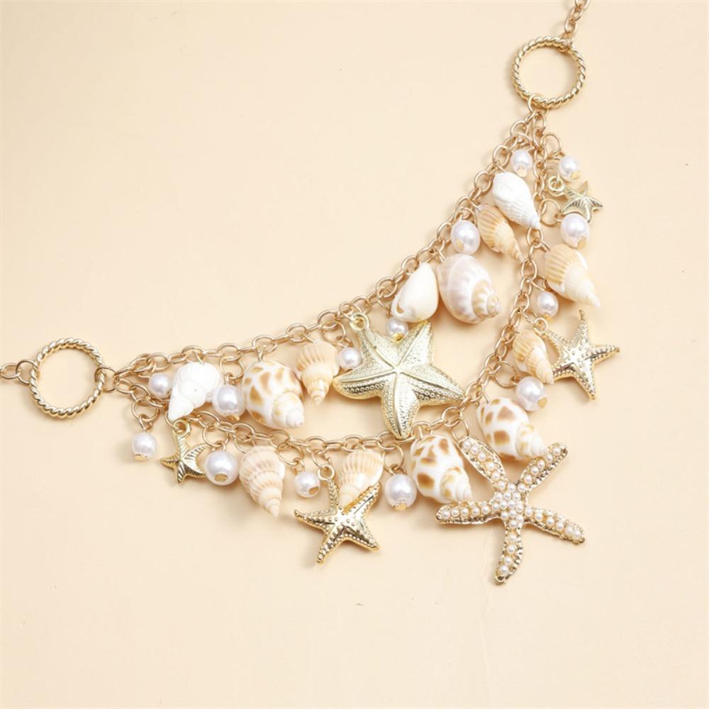 Pendant Shell Multilayer Necklace Pearl Starfish Choker Trendy Shell Clavicle Necklace  Ladies