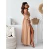 YYFS Women's Fashion Summer Spring Solid Color Print 1/2 Sleeves V-Neck Middle Waistline Casual Dresses
