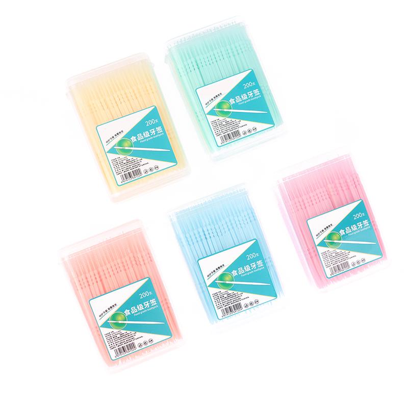 200Pcs/Set Soft Plastic Double-Head Brushed Toothpick Oral Care Dental Floss