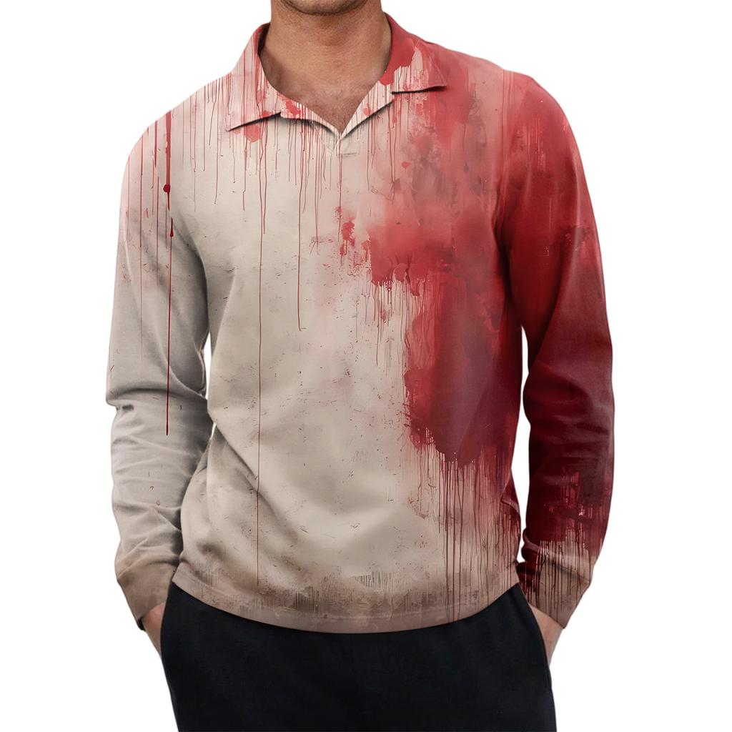 Men's Casual Retro Small V-neck Long-sleeved Top