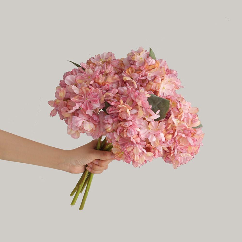 

Silk Cloth Hydrangea Bouquet Vintage Fake Flower Gifts Artificial Flower Bundle Wedding Decoration рожевий червоний колір