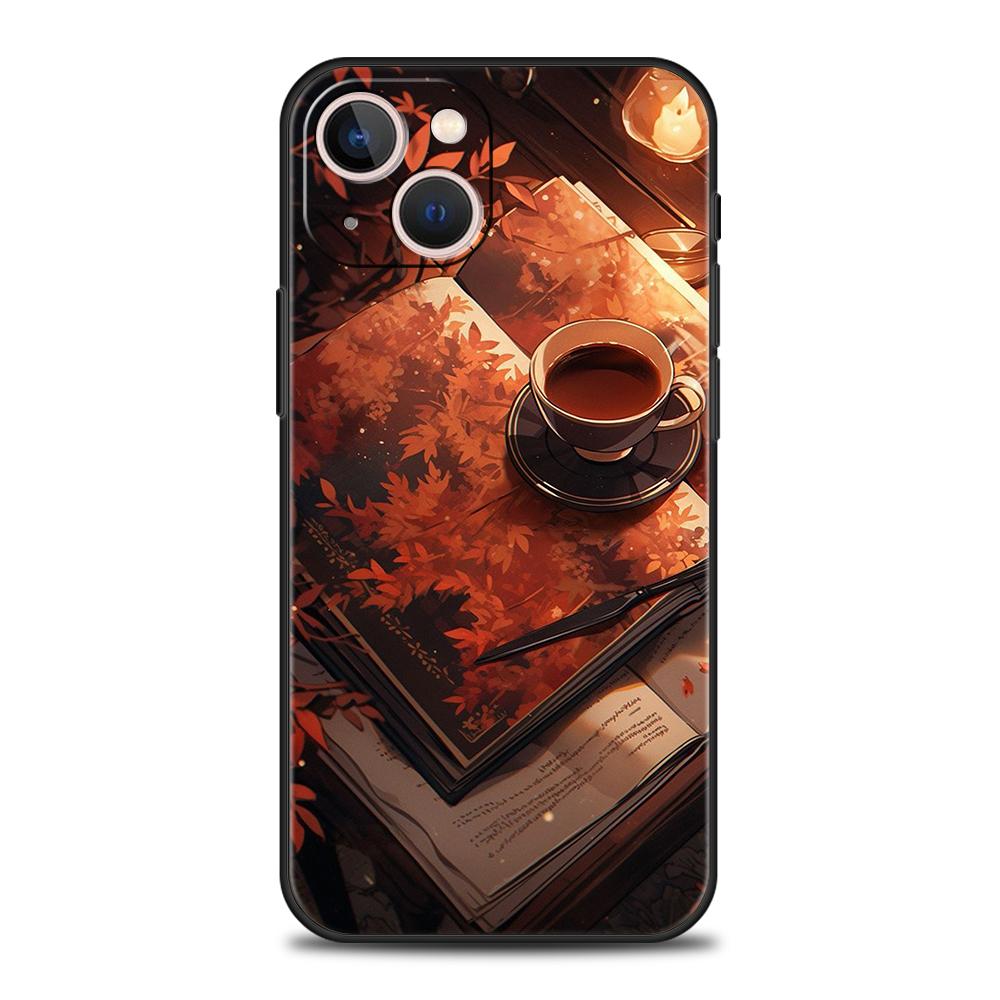 Phone Case Cover for iPhone 17 16 15 14 13 12 Pro Max 11 Pro Max 17AIR Plus Shockproof Soft TPU Bag Pumpkin Autumn Leaves Coffee