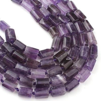 Cylindre d'améthyste naturelle, perles à facettes en pierre ample pour la fabrication de bijoux, 8x11mm, 7.5''