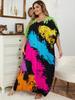 European-American Rayon Print Plus Size Beach Cover-Up Dress & Long Robe