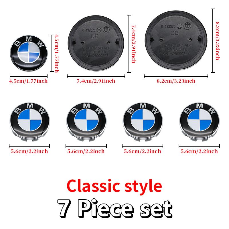 BBKD8 7PCS BMW Car Hood Front Rear Trunk Emblem Classic Blue White Badge For BMW E93 E87 G01 G20 X3 X5 F30 F20 E36 E46 E53 E90