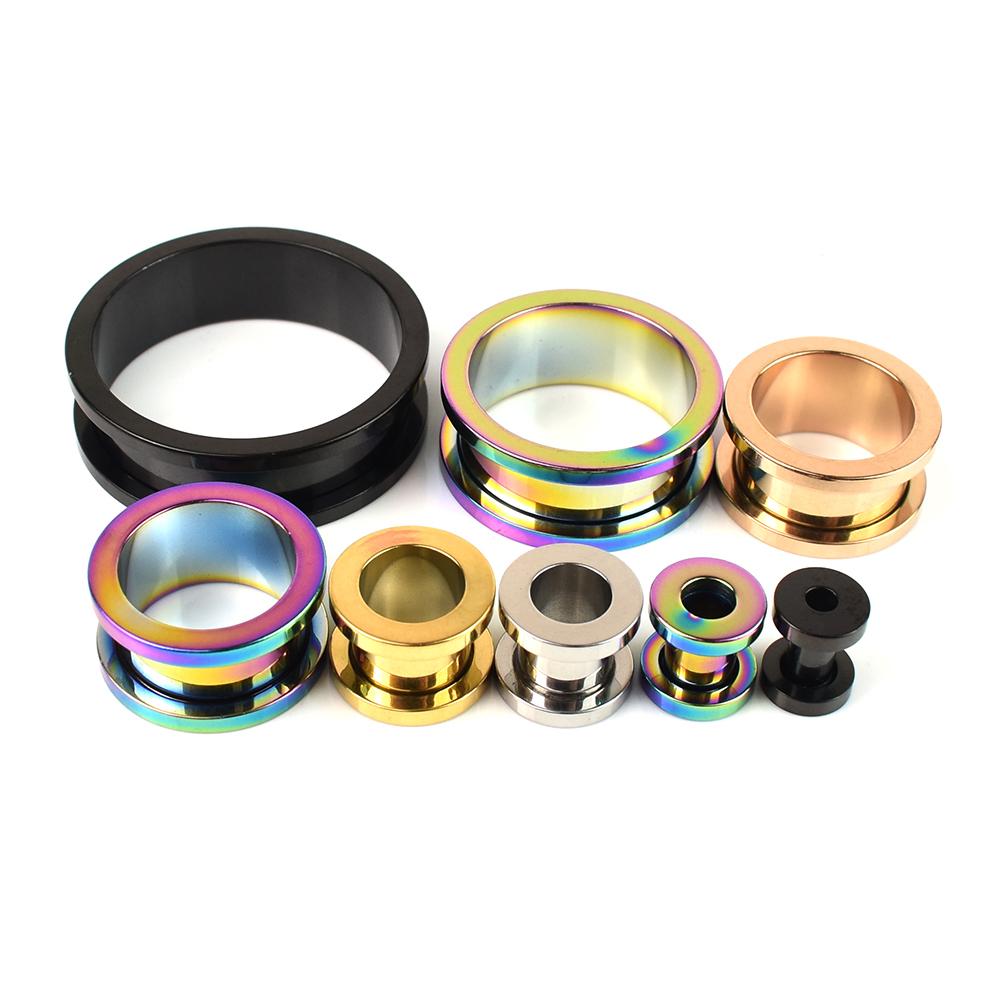 Jauges d'oreille en acier inoxydable, 2 pièces, bouchons, Tunnels, extenseur d'oreille, civière, bijoux de corps pour femmes et hommes, 3-40mm, 2 pièces