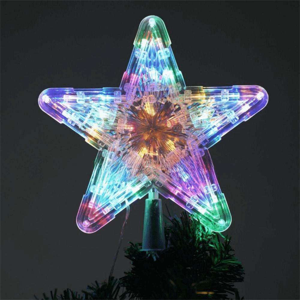 Glowing Christmas Tree Star Topper Five-pointed Star Warm/Colorful/White Light LED Lighted Star Battery Powered Dust-proof