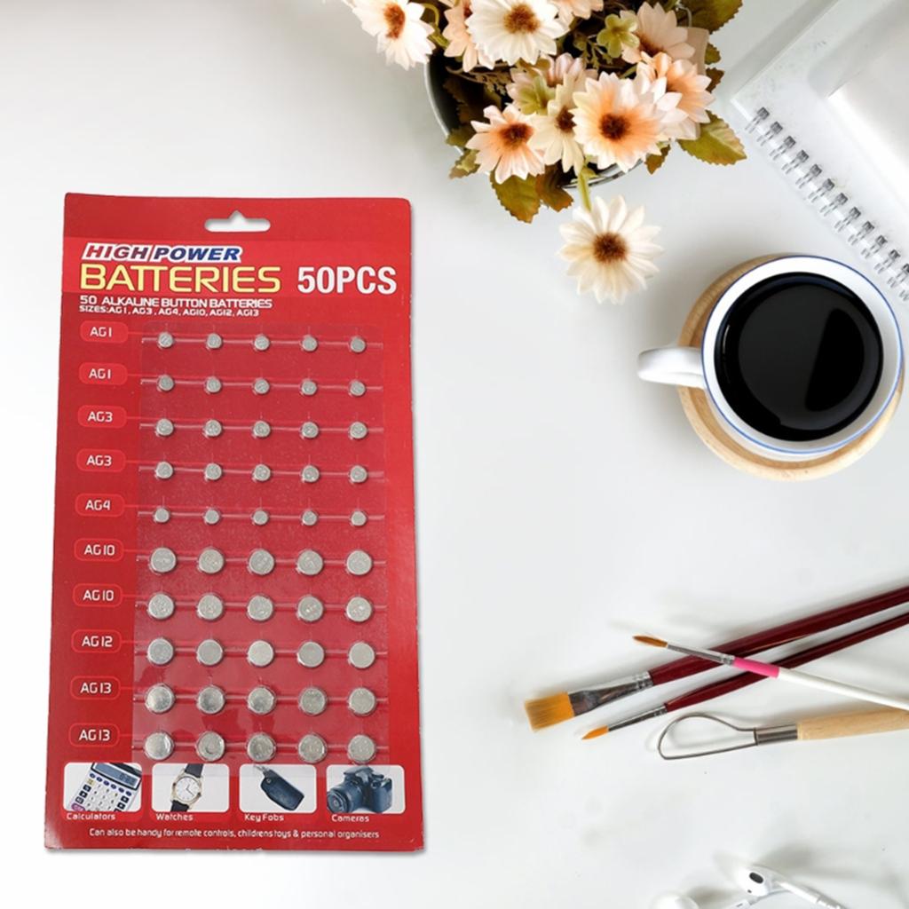 100Pcs/ AG1/AG3/AG4/AG10/AG12/AG13 Batteries Set for Watch Clock Camera Mixed Button Coin Cell Battery