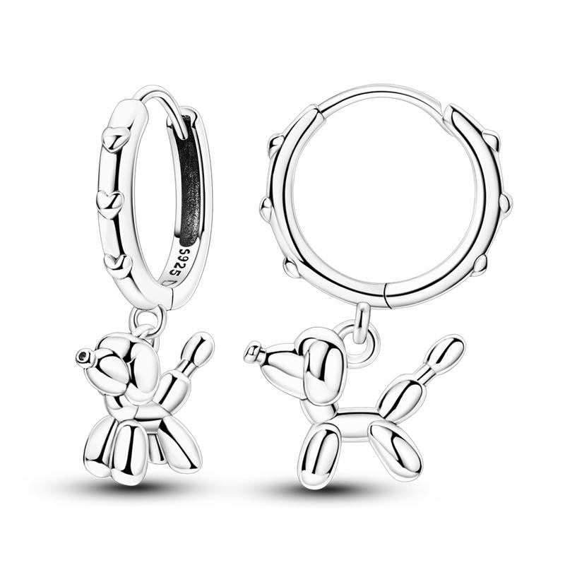 Genuine 925 Silver Love Feather Earrings Fit Original Charms Hoop For Women Girls Stud Earring Fine Jewelry Gifts