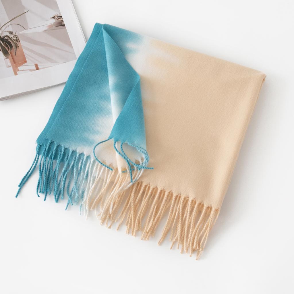 Scarf Women'S Elegant Tassel Gradient Thickened Cold And Warm Shawl
