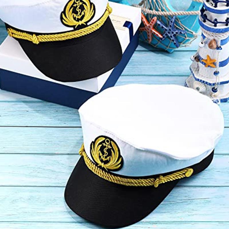 Yacht Captain Hat Sailor Captain Costume Men Navy Marine Hat Adjustable Boat Navy Hat for Adult Kid Men Women