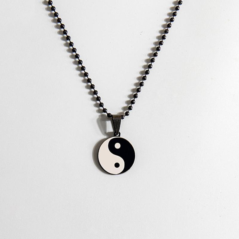 Ethnische Chinesische Yin Yang Tai Chi Halskette Rund Edelstahl Lebensbaum Halsketten Für Männer Taoistischer Schmuck